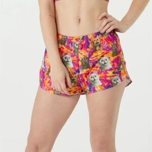 BOA Women's 1" Stretch Elite Split Short Crazy Cats Athletic Shorts L